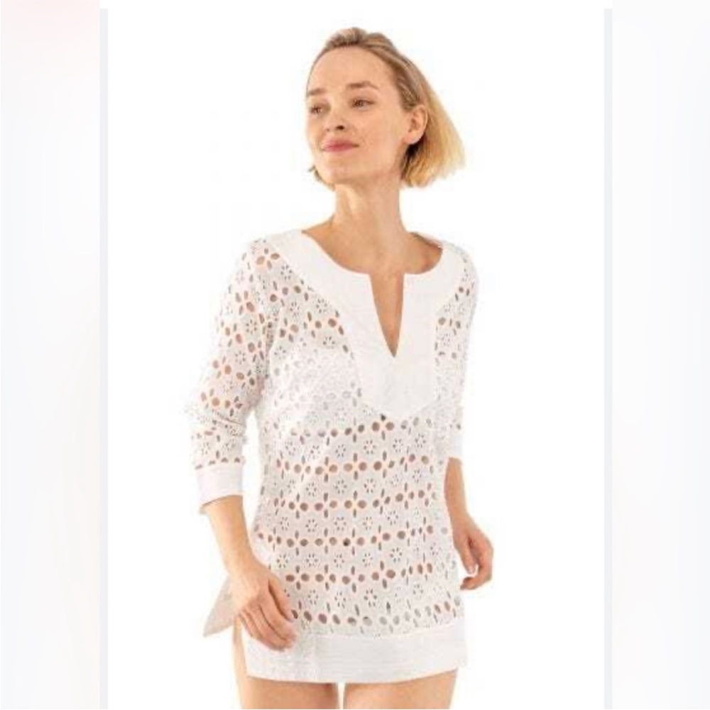 Gretchen Scott White Eyelet Tunic Sample - Size Small